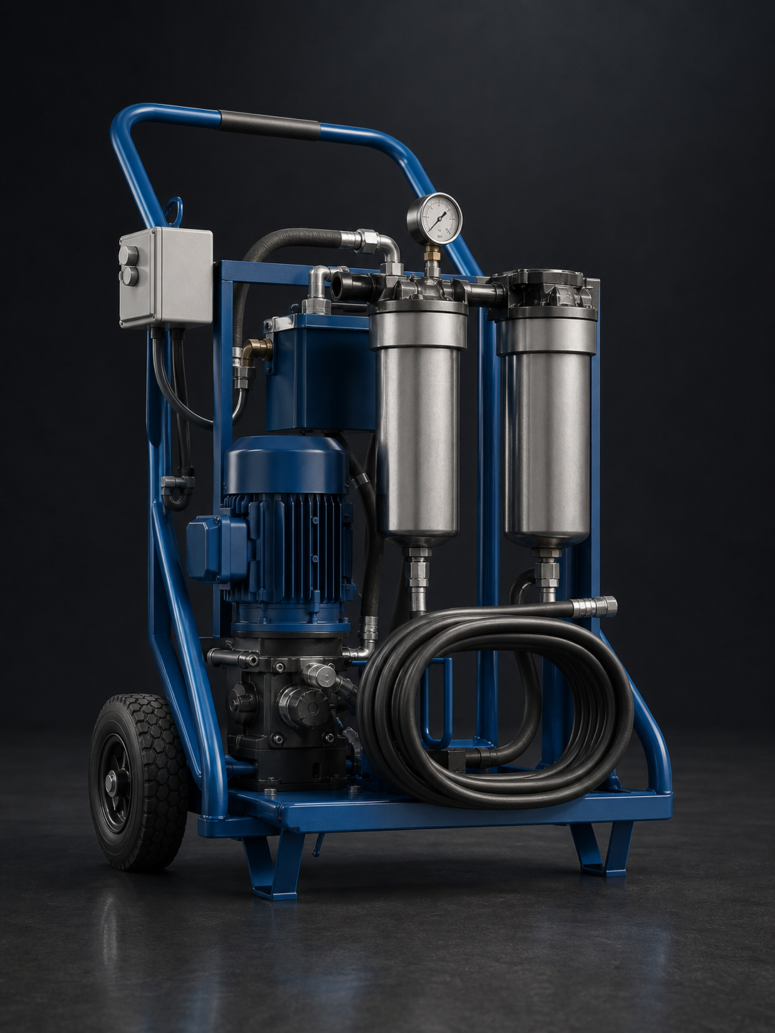 Render de carrinho de filtragem hidráulica